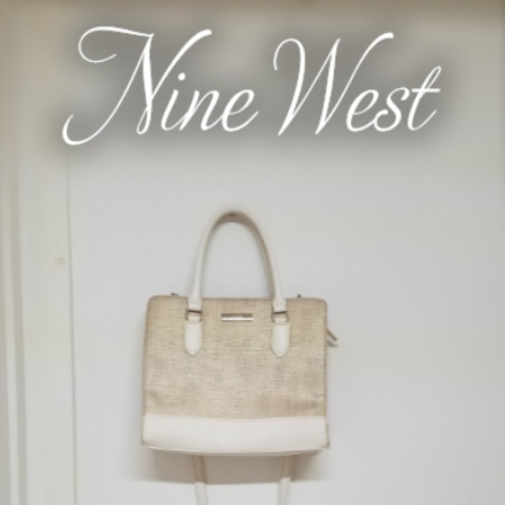 Nine West Large Women's Ivory and Shimmery Gold Shoulder Bag Purse